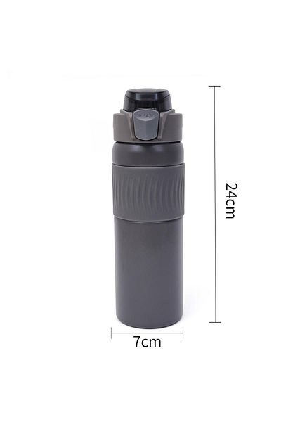 B4U Stainless steel children's water bottle, pop-up flip-top, with grip, gray, 600 ml KL-8119