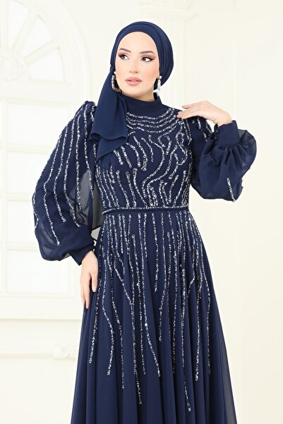 ModaMerve SUAL Taş Detaylı Abiye 4992D170-MS Laci