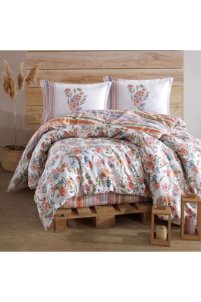 Pucioasa Double bed linen made of 100% cotton with pastel flowers, Zemi