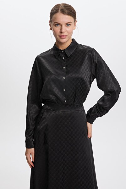 Zühre Monogram Patterned Black Skirt Etk-0174