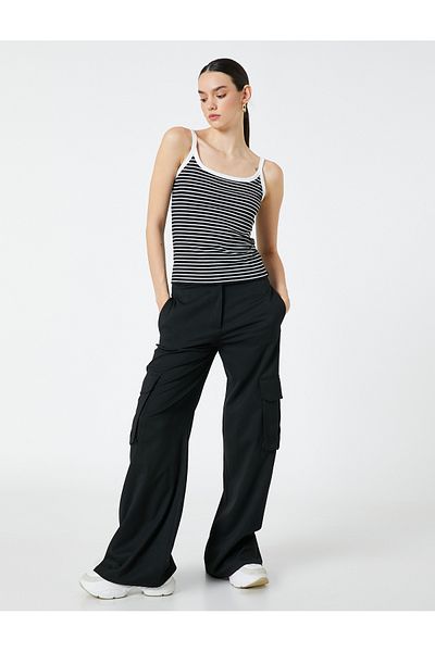 Koton Black Women's U Neck Strappy Tank Top