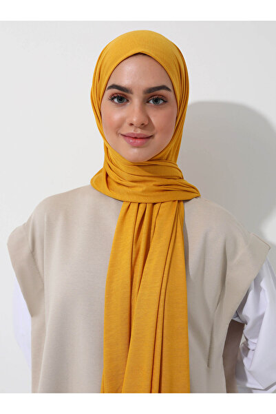 TUVA Şal din bumbac pieptănat simplu - Muştar -