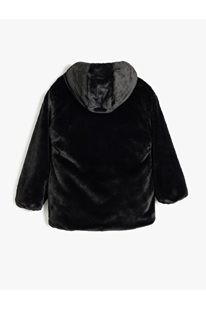 Koton Black Girl's Shearling Coat