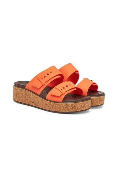 Crocs Brooklyn Cork Buckle Orange Women's Wedge Heeled Slippers