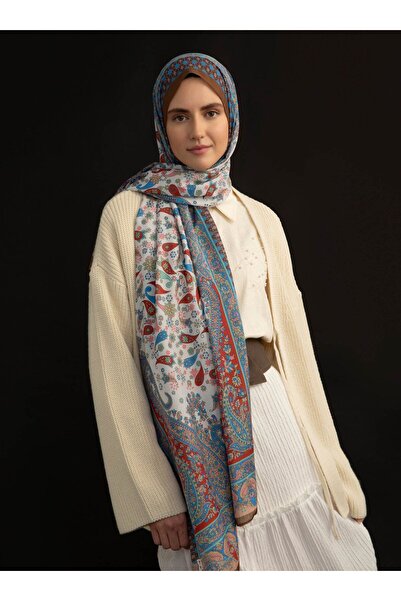 Tuva Ethnic Patterned Soft Shawl - Multicolored - V1 -