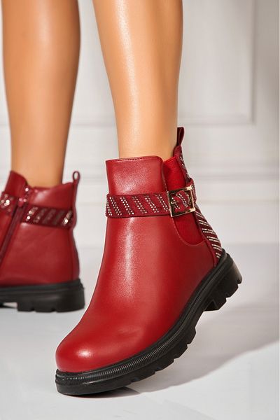 Joana Women's Burgundy Fur-lined Boots Made of Neysa Eco-Leather