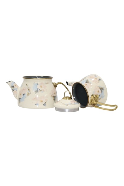 PR HOME Flower Gold Model Emaye Çaydanlık