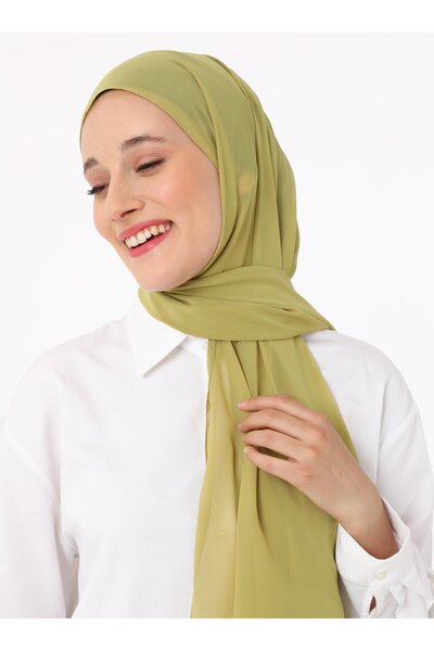 Tuva Chiffon Shawl - Oil Green -
