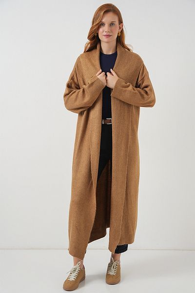 Bigdart Women's Long Oversize Knitwear Cardigan 15924 - Mustard