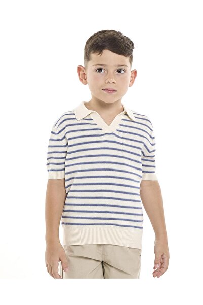 R&B Striped Polo T-Shirt with Short Sleeves