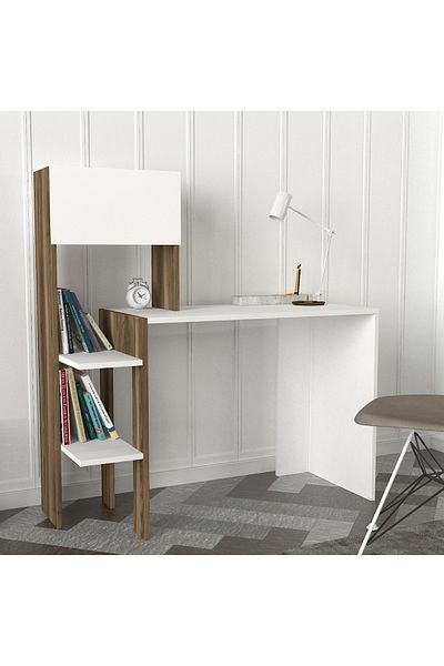 UnicUtil Desk, Clear Space, UnicUtil, 114.3 x 45 x 120 cm, White and Brown, UUDESK10