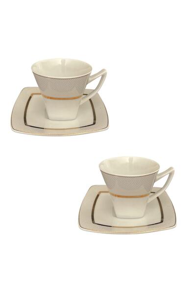 ALBETTO 2 فنجان قهوة بورسلين مطلي بالذهب