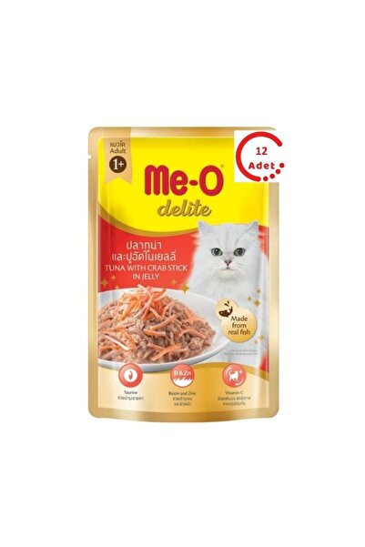 me-o Delite Ton Balıklı ve Yengeçli Jelly Kedi Yaş Mama 70 Gr x 12 Adet