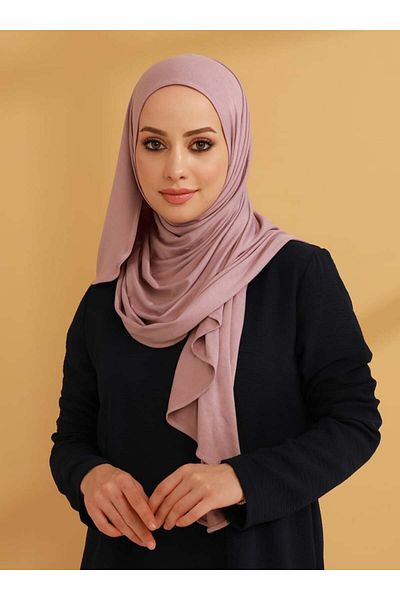Tuva Practical Combed Cotton Shawl with Neck Collar - Soft Lilac -
