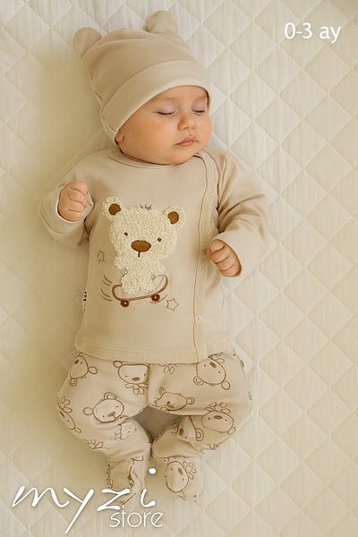 MYZİ STORE Newborn Hospital Release Set of 3 Organic 100% Cotton Baby Clothes