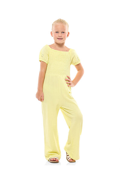 R&B Smocked Jumpsuit with Square Neck and Puff Sleeves