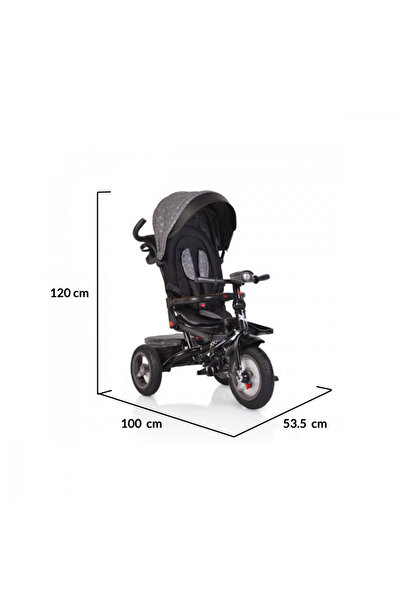 byox Jockey Grey Stars children's tricycle with rotating seat and adjustable backrest, 2 support sets