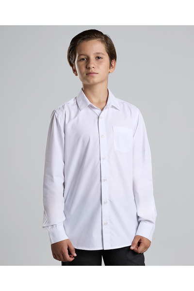 R&B قميص سادة بياقة كلاسيكية وأكمام طويلة