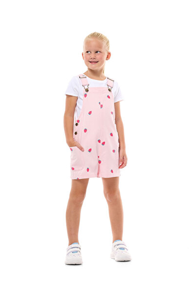 R&B Ribbed Top and Embroidered Dungaree Set