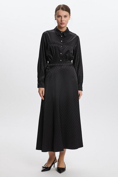 Zühre Monogram Patterned Black Skirt Etk-0174