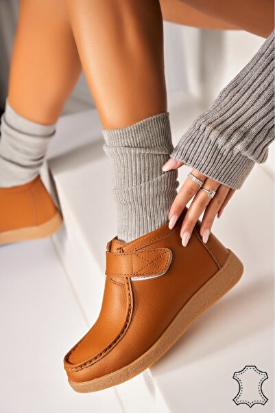 Joana Γυναικείες Μπότες από Φυσικό Δέρμα Camel Ilena