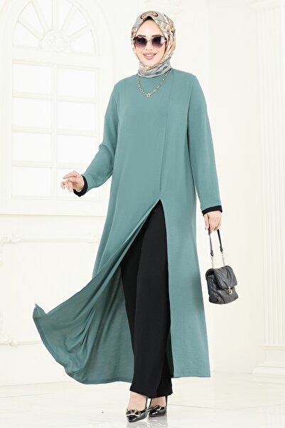 ModaMerve Yırtmaçlı Aerobin Tesettür Takım PL8053-MS Mint&Siyah