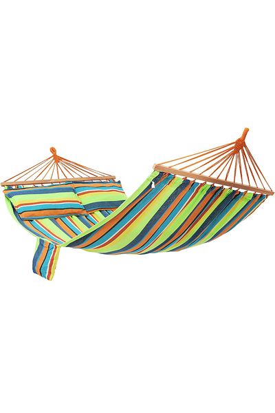SONGMICS Double Hammock with Wooden Bar, Cushions Included, Max. 300 kg, 210x150 cm, Multicolor