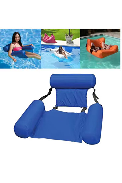 Expres Inflatable floating armchair with blue backrest