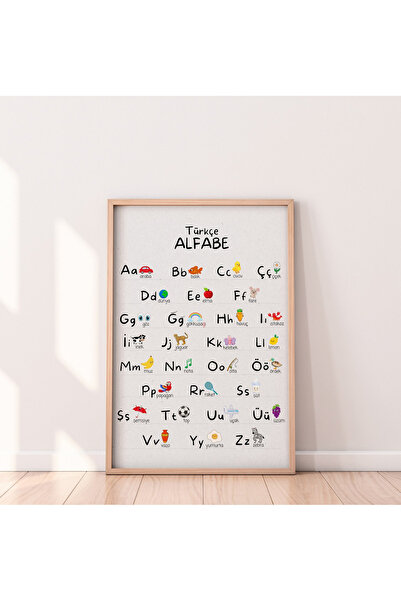 woodhomeworks Tek Parça Salon Ofis Dekor Tablo anadolu alfabe türkçe vrynt