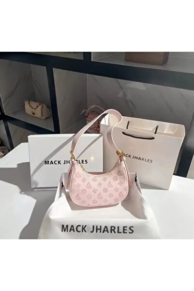 ÇANTA Mack jharles pembe çiçek desenli ayarlanabilir suni deri askılı omuz çantası
