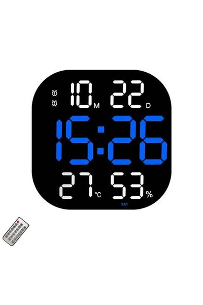 VTM Ceas Digital de Masa si Perete cu LED Albastru, Calendar, Cronometru, Alarma, Snooze, 32x32cm