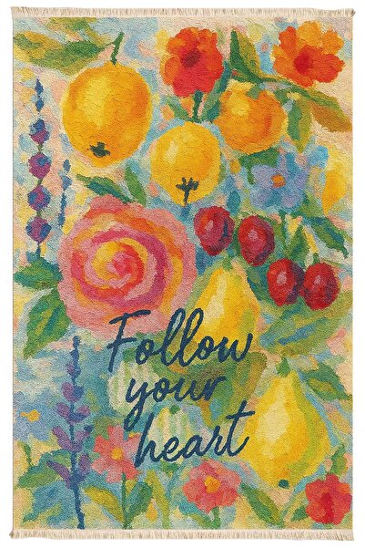 Markaev Follow Your Heart Tropikal Temalı Baskılı Dokuma Taban Halı 268 YNG