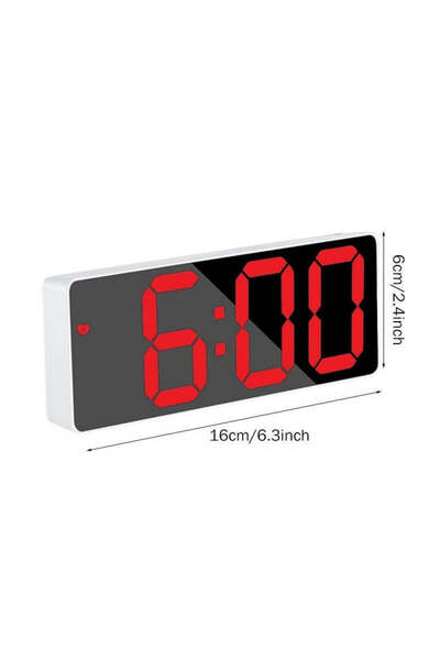 VTM White Digital Clock with Red LED, Temperature, Alarm, Voice Control, 2 Brightness Levels