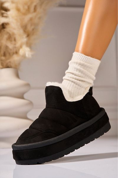 Joana Women's Black Fur-lined Boots Made of Eco-Suede Leather Yariela