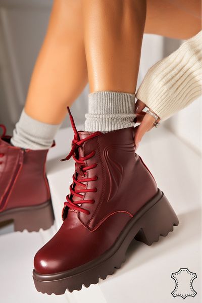Joana Women's Genuine Leather Boots Bordeaux Melena