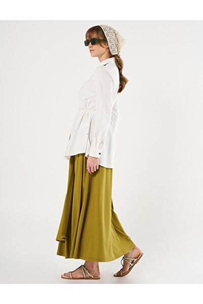 Kayra Baskı Detaylı Pamuklu Tunik KY-B25-81014 - Ekru