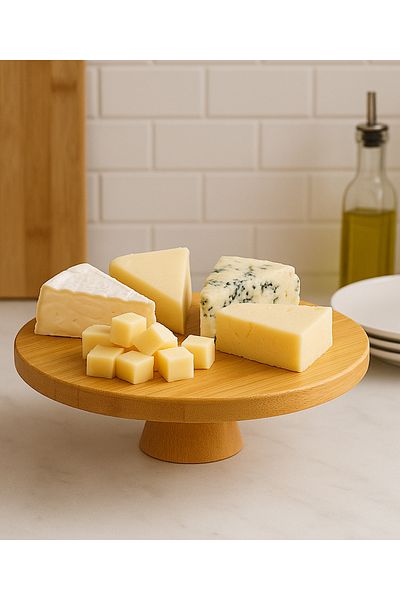 MİS KİTCHEN Bamboo Presentation Stand, Cake Stand, Wooden Presentation Stand Breakfast Presentation Stand 28 cm