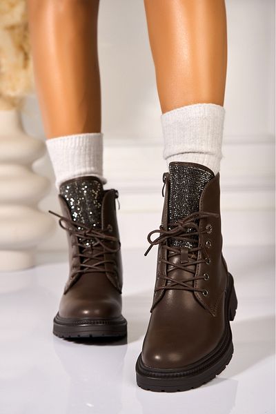 Joana Women's Brown Fur-lined Boots Made of Eco-Leather Keiley
