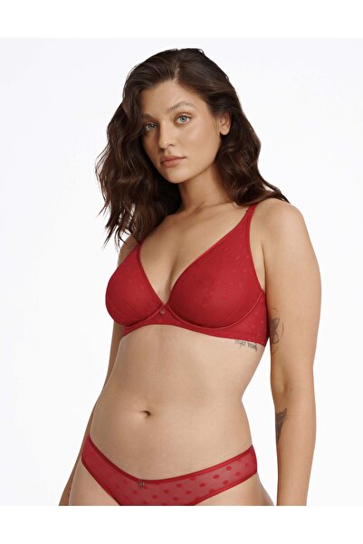 ESOTIQ Non-Padded Soft Bra Underwired Polka Dot Mesh Sensual & Elegant | Izzie