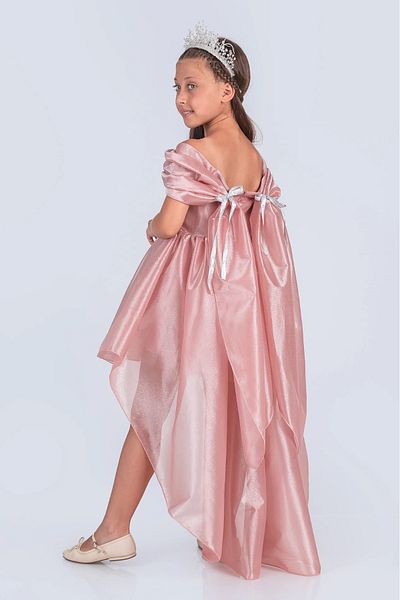 vestitino Girls' Chiffon Detailed Evening Dress-Off Shoulder, Long Tail