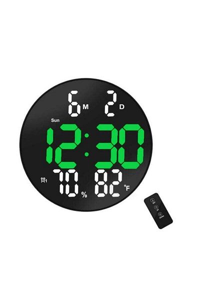 VTM Ceas Digital de Masa si Perete cu LED Verde, Calendar, Termometru, Cronometru, Umiditate, 20cm