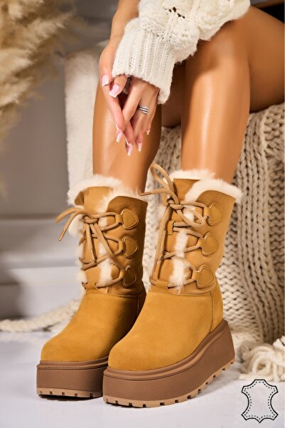 Joana Γυναικείες Μπότες από Φυσικό Σουέτ Camel Cataleia