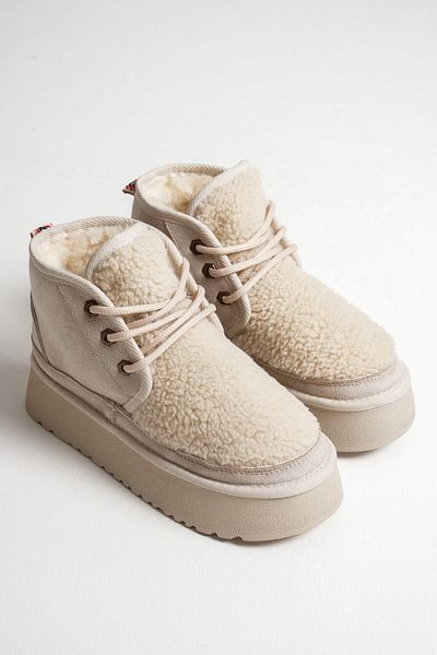 Zerenyus Loana Premium Women's Fur Beige Winter Thick Soled Boots