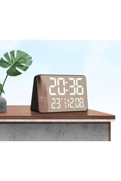 VTM White Digital Clock with LED, Alarm, Calendar, Temperature, Snooze, Night Mode