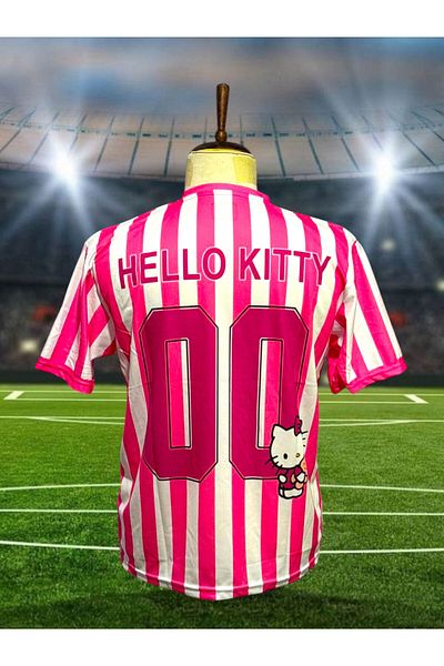 After Party Pink White V-Neck Jersey with Stick Hello Kitty Jersey Vs Sports Singlet Ag