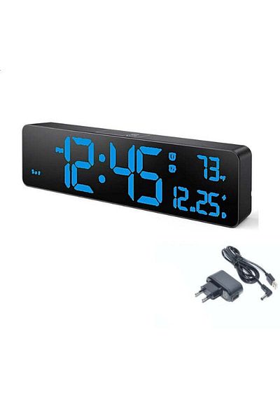 VTM Digital Table and Wall Clock with Blue LED, Stopwatch, Alarm, Snooze, Temperature