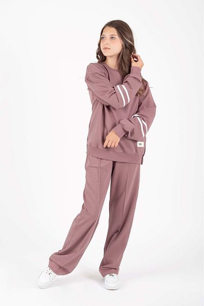 Mnk Baby&Kids Girl's Sport Emblem Side Snap Detailed Tracksuit Set M00759 Dried Rose