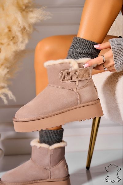 Joana Women's Genuine Suede Leather Boots Khaki Miona