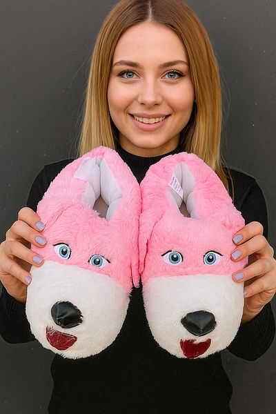 redtan Botine de casă cu figurine de animale din pluș, cu talpă moale, pentru iarnă, cu câini drăguți.