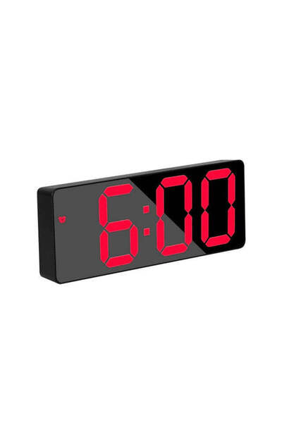 VTM Black Digital Clock with Red LED, Temperature, Alarm, Voice Control, 160x60x25 mm